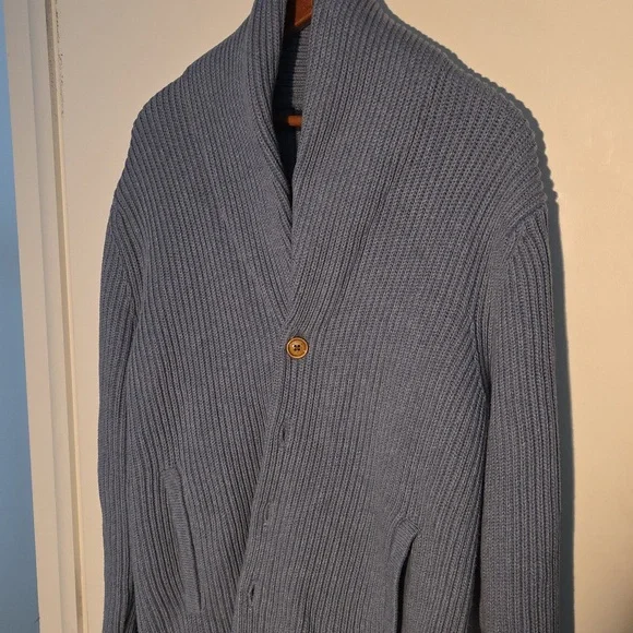 Brooks Brothers Small Blue Gray Cowl Neck Cardigan Perfect Condition
